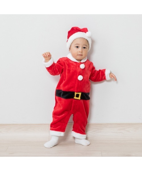 Babiesrus(ベビーザらス)の「クリスマスロンパース/ドレスオール 帽子付きサンタ(ロンパース・キッズ・レッド/レッド系その他・70cm/50-70cm)」の3枚目の写真