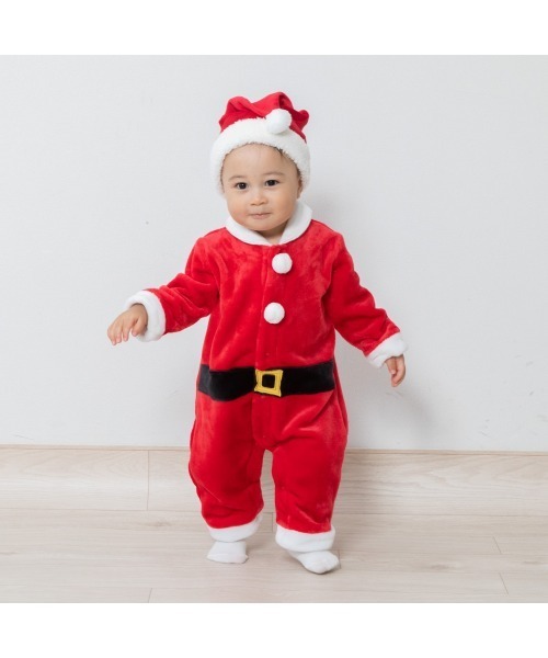 Babiesrus(ベビーザらス)の「クリスマスロンパース/ドレスオール 帽子付きサンタ(ロンパース・キッズ・レッド/レッド系その他・70cm/50-70cm)」の4枚目の写真