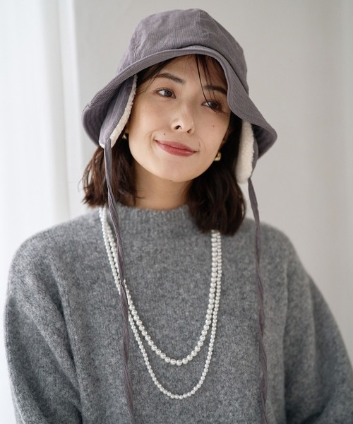 FOUND GOOD(ファウンドグッド)の「ミミアテツキハット(ハット・レディース・ベージュ/グレー系5/ブラック・FREE)」の18枚目の写真