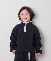 riziere | スナップボタンバイカラーフリースプルオーバー(パーカー)