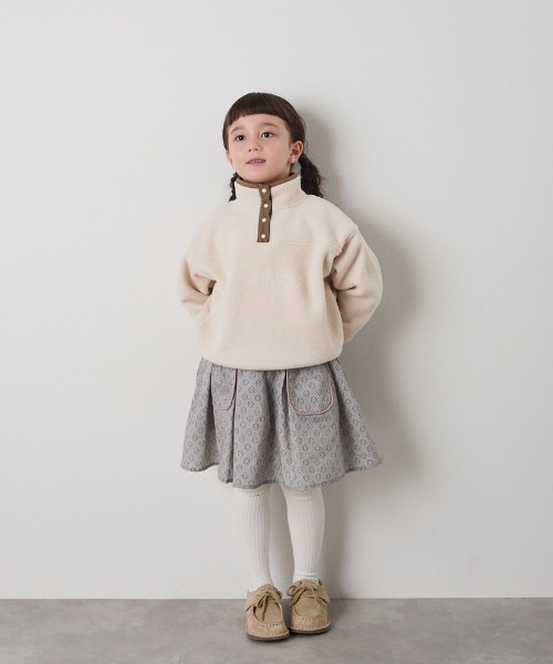 riziere（リジェール）の「スナップボタンバイカラーフリースプルオーバー（パーカー・キッズ・アイボリー/ネイビー・120/110/100/90/150/140/130）」の6枚目の写真