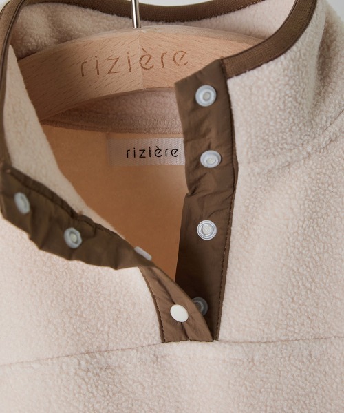 riziere（リジェール）の「スナップボタンバイカラーフリースプルオーバー（パーカー・キッズ・アイボリー/ネイビー・120/110/100/90/150/140/130）」の14枚目の写真