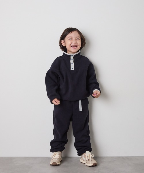 riziere（リジェール）の「スナップボタンバイカラーフリースプルオーバー（パーカー・キッズ・アイボリー/ネイビー・120/110/100/90/150/140/130）」の7枚目の写真