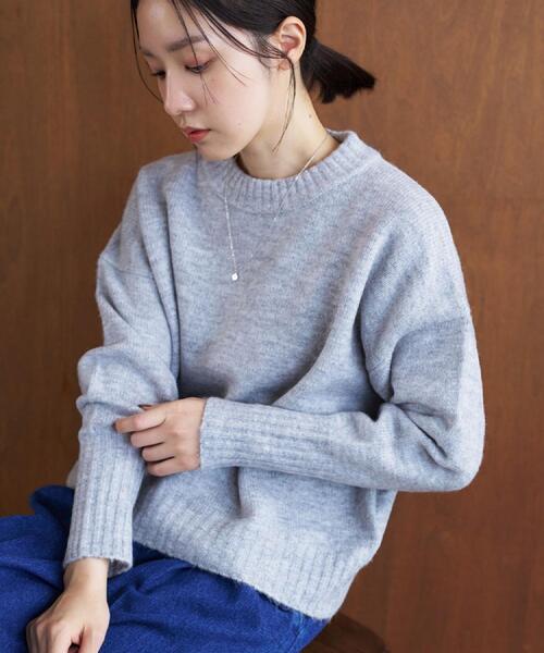 Dessin（デッサン）の「【洗える】クルーネックワイドニット（ニット/セーター・レディース・グレー/チャコールグレー/アイボリー/スモーキーグリーン系/ブルーグリーン・00/01/02/03）」の3枚目の写真