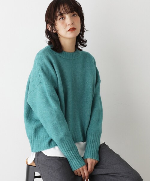 Dessin（デッサン）の「【洗える】クルーネックワイドニット（ニット/セーター・レディース・グレー/チャコールグレー/アイボリー/スモーキーグリーン系/ブルーグリーン・00/01/02/03）」の5枚目の写真