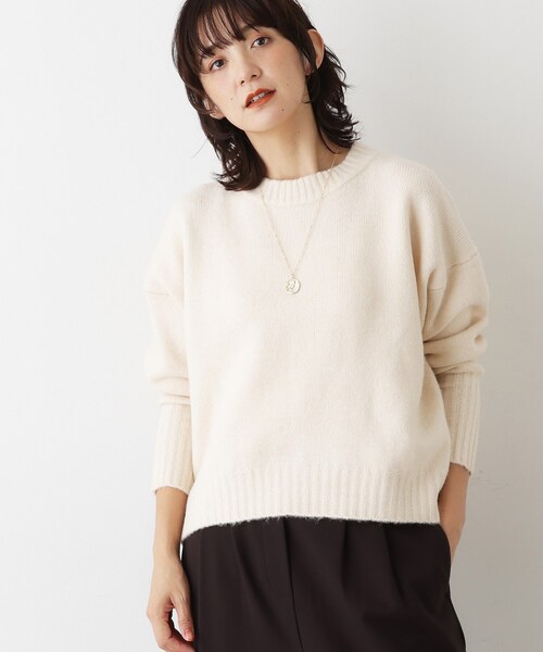 Dessin（デッサン）の「【洗える】クルーネックワイドニット（ニット/セーター・レディース・グレー/チャコールグレー/アイボリー/スモーキーグリーン系/ブルーグリーン・00/01/02/03）」の6枚目の写真