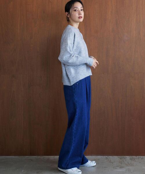 Dessin（デッサン）の「【洗える】クルーネックワイドニット（ニット/セーター・レディース・グレー/チャコールグレー/アイボリー/スモーキーグリーン系/ブルーグリーン・00/01/02/03）」の12枚目の写真