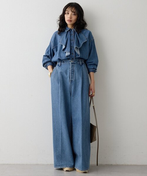 Whim Gazette（ウィムガゼット）の「ワイドデニムイージーパンツ（デニムパンツ・レディース・ブルー・36/38）」の3枚目の写真