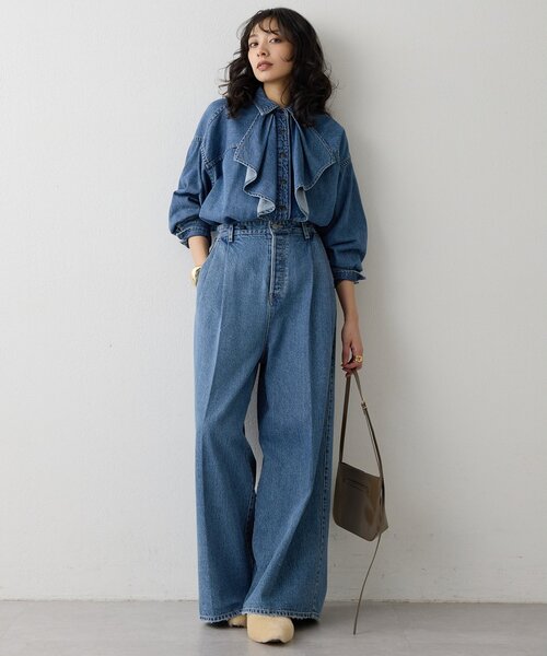 Whim Gazette（ウィムガゼット）の「ワイドデニムイージーパンツ（デニムパンツ・レディース・ブルー・36/38）」の8枚目の写真