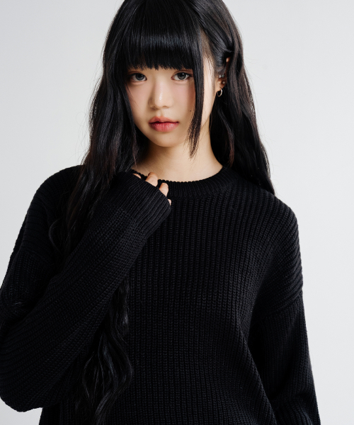 LEMAIN SECOND（リメインセカンド）の「オーバーサイズボリュームウォッシャブルクルーネックハチニット[ブラック]（ニット/セーター・レディース・その他・SMALL/MEDIUM/LARGE）」の11枚目の写真