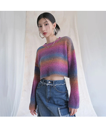 Wool Gradation Crop Knit RAINBOW