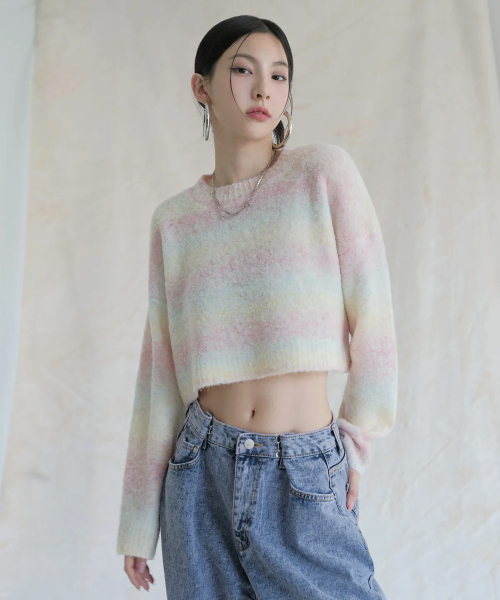 AVANDRESS（アバンドレス ）の「Wool Gradation Crop Knit RAINBOW（ニット/セーター・レディース・マルチ・FREE）」の8枚目の写真
