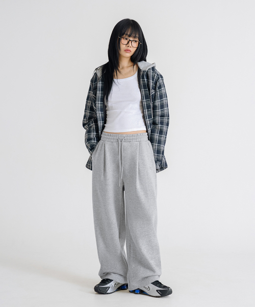 LEMAIN SECOND（リメインセカンド）の「[2PACK] ONE-TUCK WIDE SWEAT PANTS - GRAY (NON-FLEECE ver)（スウェットパンツ・レディース・その他・XX-LARGE/SMALL/MEDIUM/LARGE/X-LARGE）」の4枚目の写真