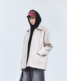 STANDARDERROR（スタンダードエラー）の「87-STAN153 ワイステッチレザー ハーフジャケット アイボリー（その他アウター）」