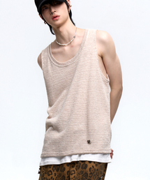 LAYERED KNIT SLEEVELESS - BEIGE