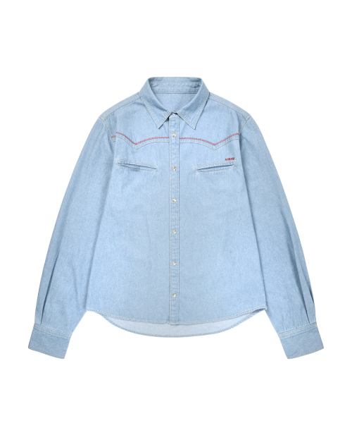 AAKAM(アーカム)の「Stitched Western Denim Shirts (Washed Blue)(シャツ/ブラウス・レディース・その他・2/1)」の1枚目の写真