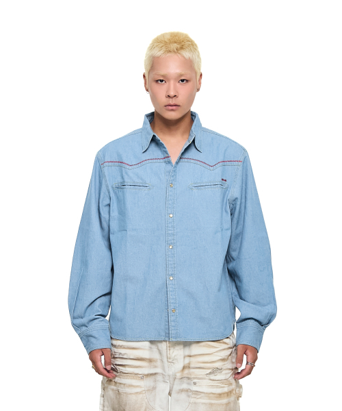 AAKAM(アーカム)の「Stitched Western Denim Shirts (Washed Blue)(シャツ/ブラウス・レディース・その他・2/1)」の8枚目の写真