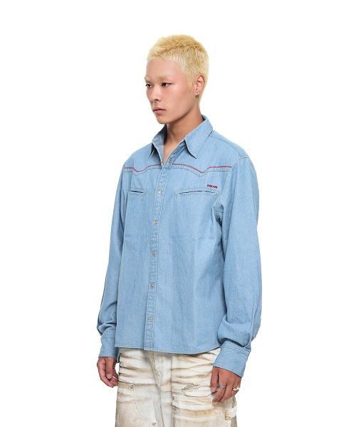 AAKAM(アーカム)の「Stitched Western Denim Shirts (Washed Blue)(シャツ/ブラウス・レディース・その他・2/1)」の9枚目の写真