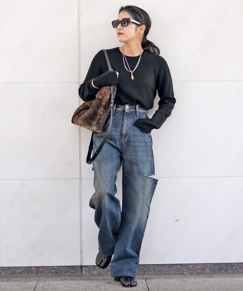 EVERYDAY I LIKE.(エヴリディアイライク)の「カシミヤロングリブプルオーバー(ニット/セーター・レディース・チャコールグレー/ブラック・FREE)」の6枚目の写真