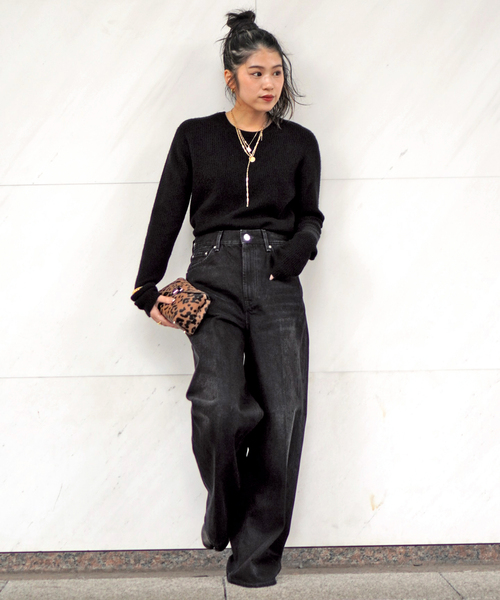 EVERYDAY I LIKE.(エヴリディアイライク)の「カシミヤロングリブプルオーバー(ニット/セーター・レディース・チャコールグレー/ブラック・FREE)」の11枚目の写真