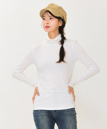 女性 ベーシック タートルネック Tシャツ - アイボリー