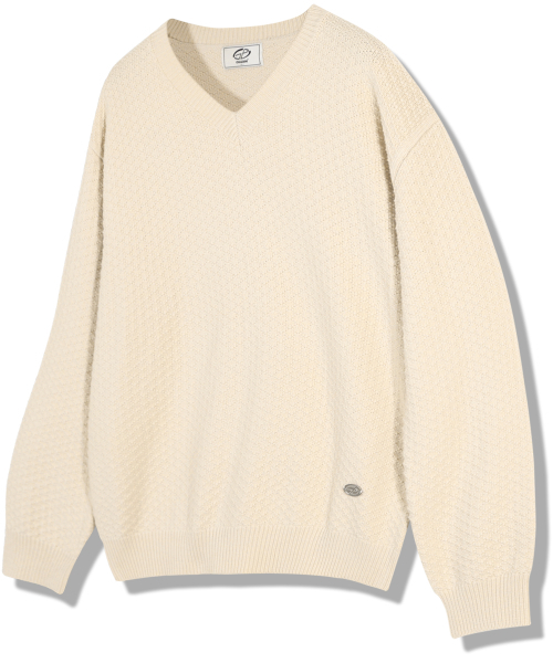 GUBIN(グビン)の「レトロパターンVネックニット - アイボリー(ニット/セーター・レディース・その他・MEDIUM/LARGE)」の1枚目の写真
