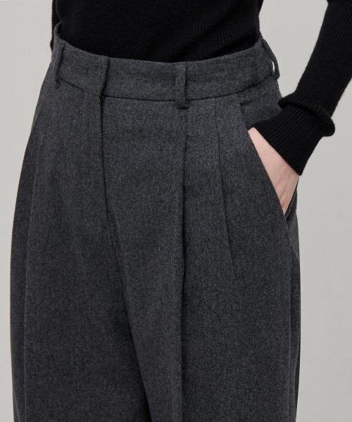 MUSINSA STANDARD WOMAN（ムシンサスタンダードウーマン）の「ウィメンズウールフランネルツーピンタックワイドスラックス[ミディアムグレー]（スラックス・レディース・その他・30/31/24/25/26/27/28/29）」の4枚目の写真