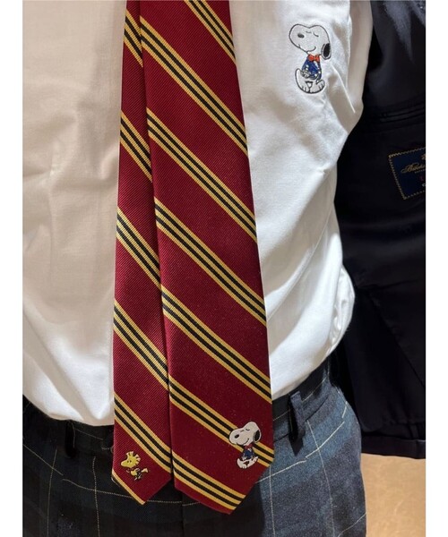BROOKS BROTHERS(ブルックスブラザーズ)の「Brooks Brothers × PEANUTS シルク スヌーピー&ウッドストックエンブロイダリー BB#1ストライプ ジャカードタイ(ネクタイ・メンズ・バーガンディー・ONE SIZE)」の6枚目の写真