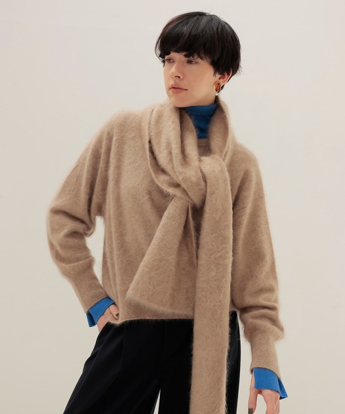 DRESSLAVE（ドレスレイブ）の「royal cashmere fluffy muffler(ロイヤルカシミヤマフラー)（マフラー・レディース・ブルー/ブラウン/レッド/ベージュ・FREE）」の3枚目の写真