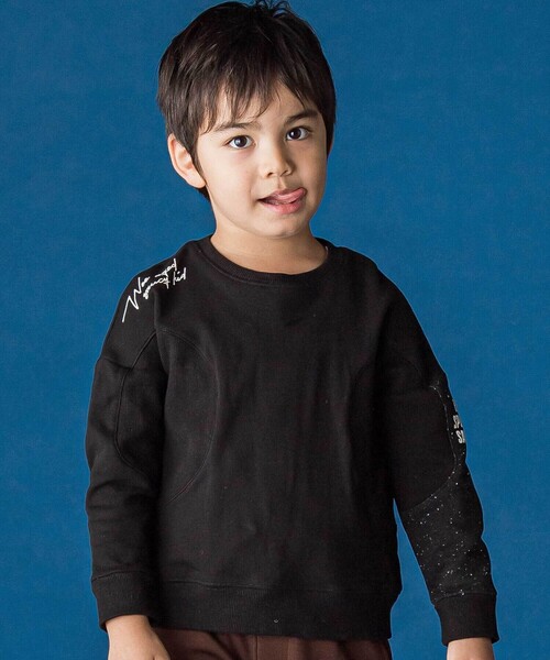 WASK（ワスク）の「円形切り替えBIG裏毛トレーナー（スウェット・キッズ・ブラック/グレー・140cm/150cm/160cm/130cm）」の2枚目の写真