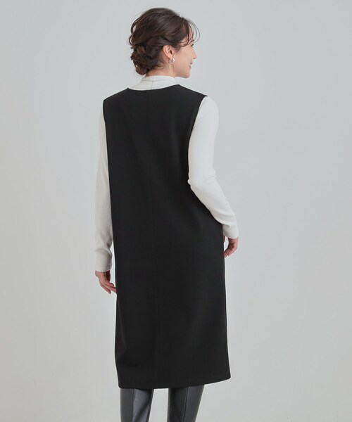 SHOO・LA・RUE(シューラルー)の「【2点セット/洗える/S-LL】時短でコーデ決まる ジャンドレ&リブインナー(ワンピース・レディース・ブラック/ベージュ系1/ブラック系3・03/02/01/04)」の5枚目の写真