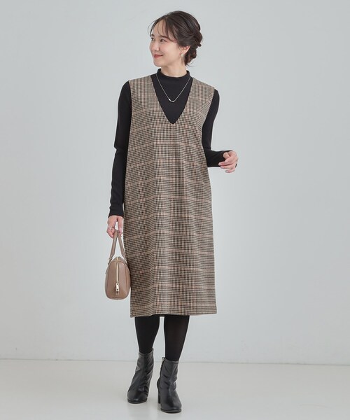 SHOO・LA・RUE(シューラルー)の「【2点セット/洗える/S-LL】時短でコーデ決まる ジャンドレ&リブインナー(ワンピース・レディース・ブラック/ベージュ系1/ブラック系3・03/02/01/04)」の13枚目の写真