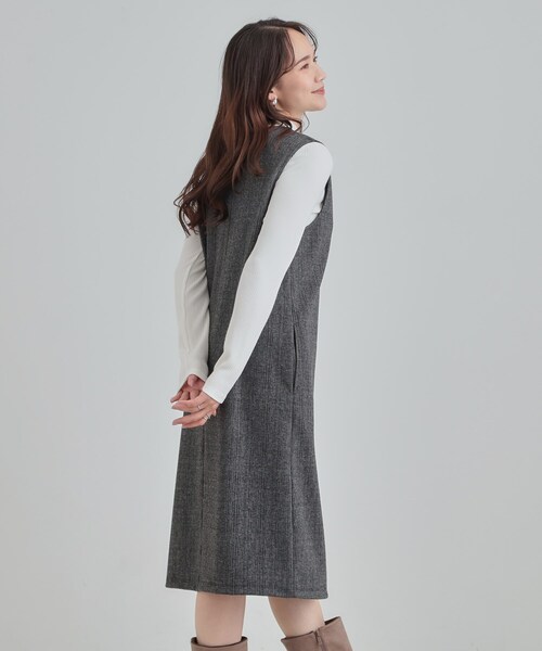 SHOO・LA・RUE(シューラルー)の「【2点セット/洗える/S-LL】時短でコーデ決まる ジャンドレ&リブインナー(ワンピース・レディース・ブラック/ベージュ系1/ブラック系3・03/02/01/04)」の19枚目の写真