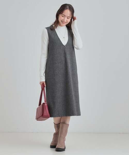 SHOO・LA・RUE(シューラルー)の「【2点セット/洗える/S-LL】時短でコーデ決まる ジャンドレ&リブインナー(ワンピース・レディース・ブラック/ベージュ系1/ブラック系3・03/02/01/04)」の20枚目の写真