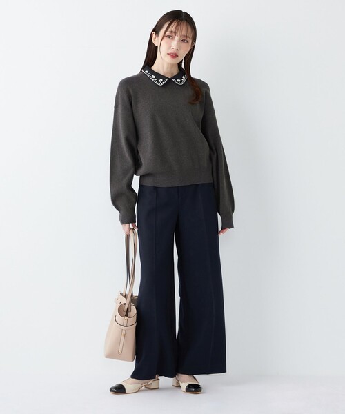 SHIPS Colors（シップス カラーズ）の「SHIPS Colors:〈手洗い可能〉ストレッチ ジョーゼット ワイドパンツ2◇（その他パンツ・レディース・ベージュ/ダークブルー・SMALL/MEDIUM）」の19枚目の写真