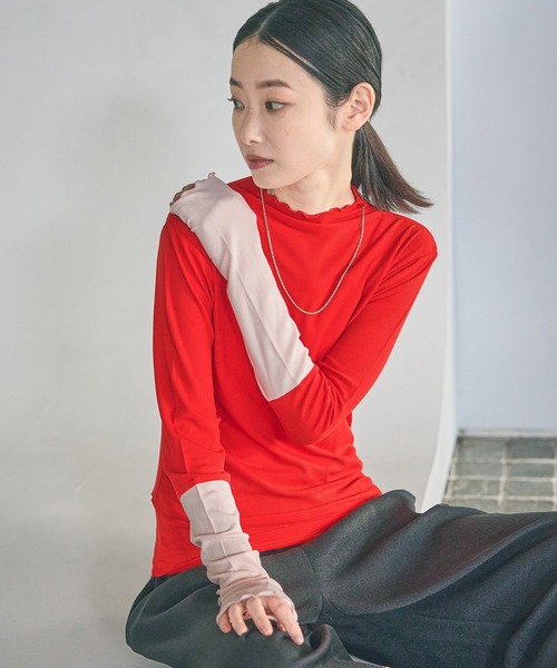 LAKOLE（ラコレ）の「メローエッジハイネック長袖 / 615914（Tシャツ/カットソー・レディース・ブラウン/ブラック/その他9/アイボリー/レッド・FREE）」の11枚目の写真