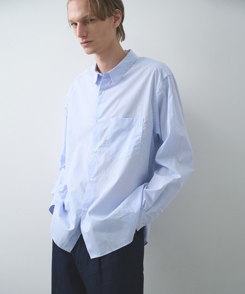 STILL BY HAND（スティルバイハンド）の「【STILL BY HAND】Regular collar stripe shirt（シャツ/ブラウス・メンズ・グレー/ブルー・46/48）」の2枚目の写真