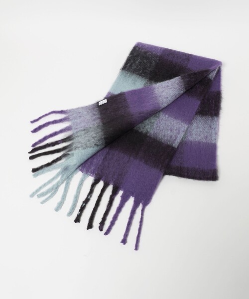 green label relaxing（グリーンレーベルリラクシング）の「GLR ブラッシュド ブロック マフラー（マフラー・メンズ・グレー系/パープル/ダークブラウン・FREE）」の4枚目の写真