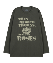 ローズオーバーサイズロングスリーブTシャツ_カーキ