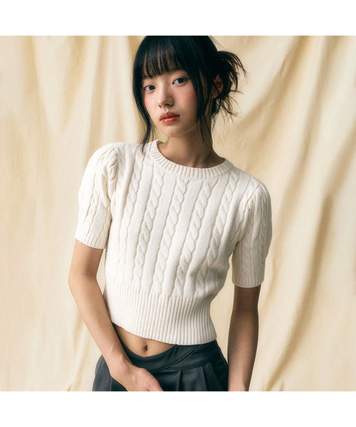Vivacious(ビバシャス)の「Tweet Twist Knit - 7COL(ニット/セーター・レディース・スカイブルー/ブラック/グレー/オリーブ/ピンク/イエロー/アイボリー・MEDIUM/SMALL)」の2枚目の写真