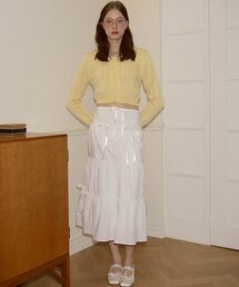 Romantic Ribbon Long Skirt_ White