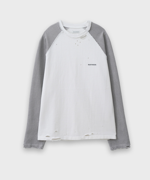 DUSTYWHITE（ダスティーホワイト）の「5s COTTON PIGMENT DESTROYED WHITE RAGLAN LONG T-SHIRT（Tシャツ/カットソー・メンズ・その他・MEDIUM/LARGE/X-LARGE）」の7枚目の写真