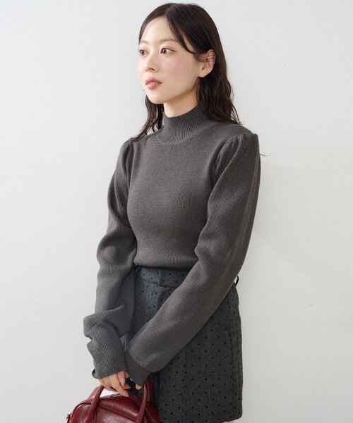 セール】【無地&ボーダー】ハイネックリブニット（ニット/セーター