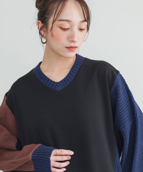 n'OrLABEL(ノアールレーベル)の「裏シャギー異素材ドッキングワンピース(ワンピース・レディース・チャコールグレー/ブラック・FREE)」の10枚目の写真