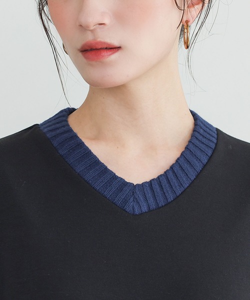 n'OrLABEL(ノアールレーベル)の「裏シャギー異素材ドッキングワンピース(ワンピース・レディース・チャコールグレー/ブラック・FREE)」の11枚目の写真