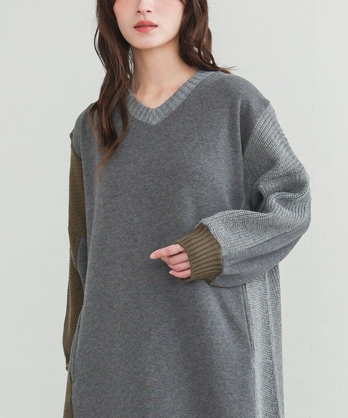 n'OrLABEL(ノアールレーベル)の「裏シャギー異素材ドッキングワンピース(ワンピース・レディース・チャコールグレー/ブラック・FREE)」の20枚目の写真