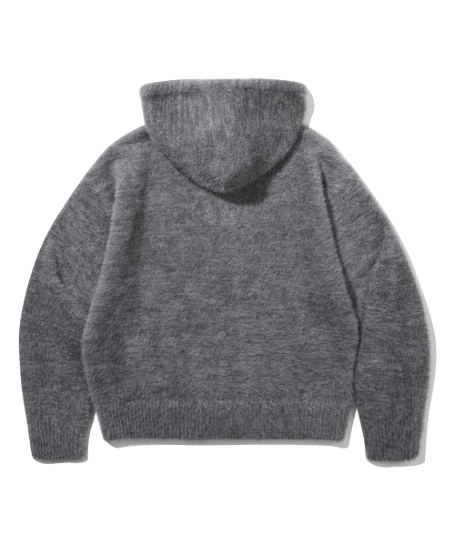 URBANSTOFF(アーバンストッフ)の「ヘアリークロップニットフードジップアップ(チャコール)(ニット/セーター・レディース・その他・LARGE/MEDIUM)」の2枚目の写真