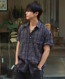 ANOLORCODE（アノローコード）の「キッシュ 半袖チェックシャツ (チャコール)（シャツ/ブラウス）」