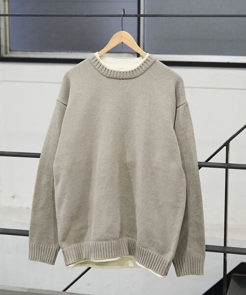 coen（コーエン）の「フェイクレイヤードモールニット（ニット/セーター・メンズ・ワイン/ライトグレー/ナチュラル/コバルトブルー・M/S/L/XL）」の2枚目の写真