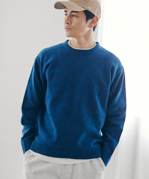 coen（コーエン）の「フェイクレイヤードモールニット（ニット/セーター・メンズ・ワイン/ライトグレー/ナチュラル/コバルトブルー・M/S/L/XL）」の3枚目の写真